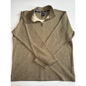 GAP Mens XL Quarter Zip Pullover Sweater Brown Casual Cotton Blend